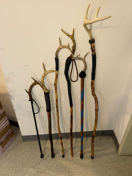 28 - Handcrafted Rustic Walking Sticks with Antlers